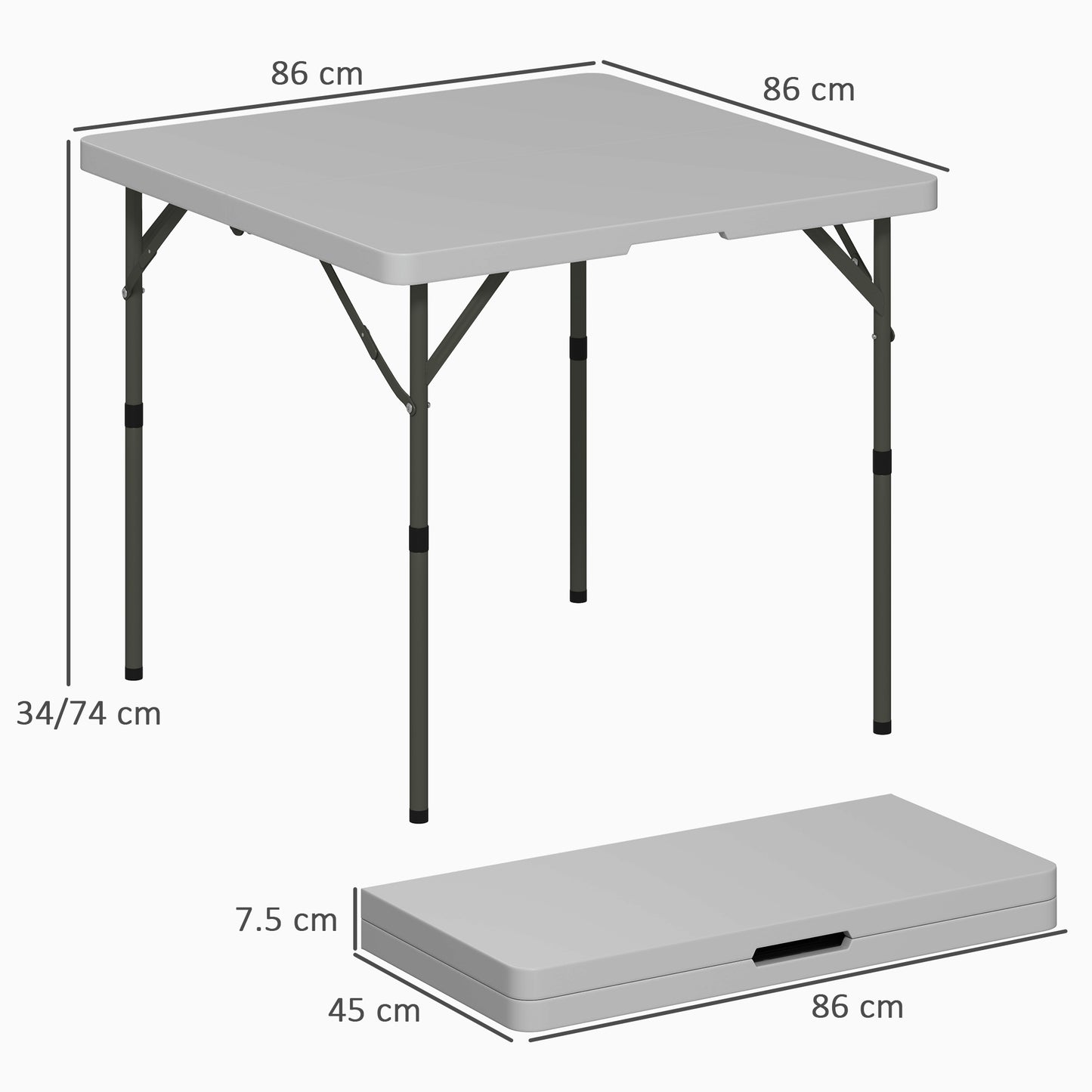 Outsunny 3ft Folding Camping Table, Heavy Duty Picnic Table with 2 Adjustable Height for Indoor Outdoor Garden, Party, BBQ