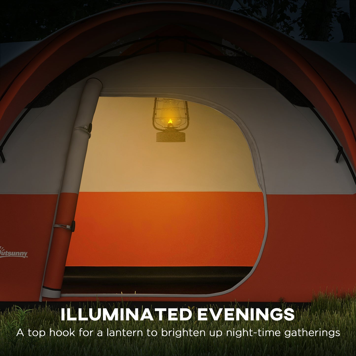 Outsunny 3000mm Waterproof Camping Tent for 5-6 Man, Family Tent with Porch and Sewn in Groundsheet, Portable with Bag