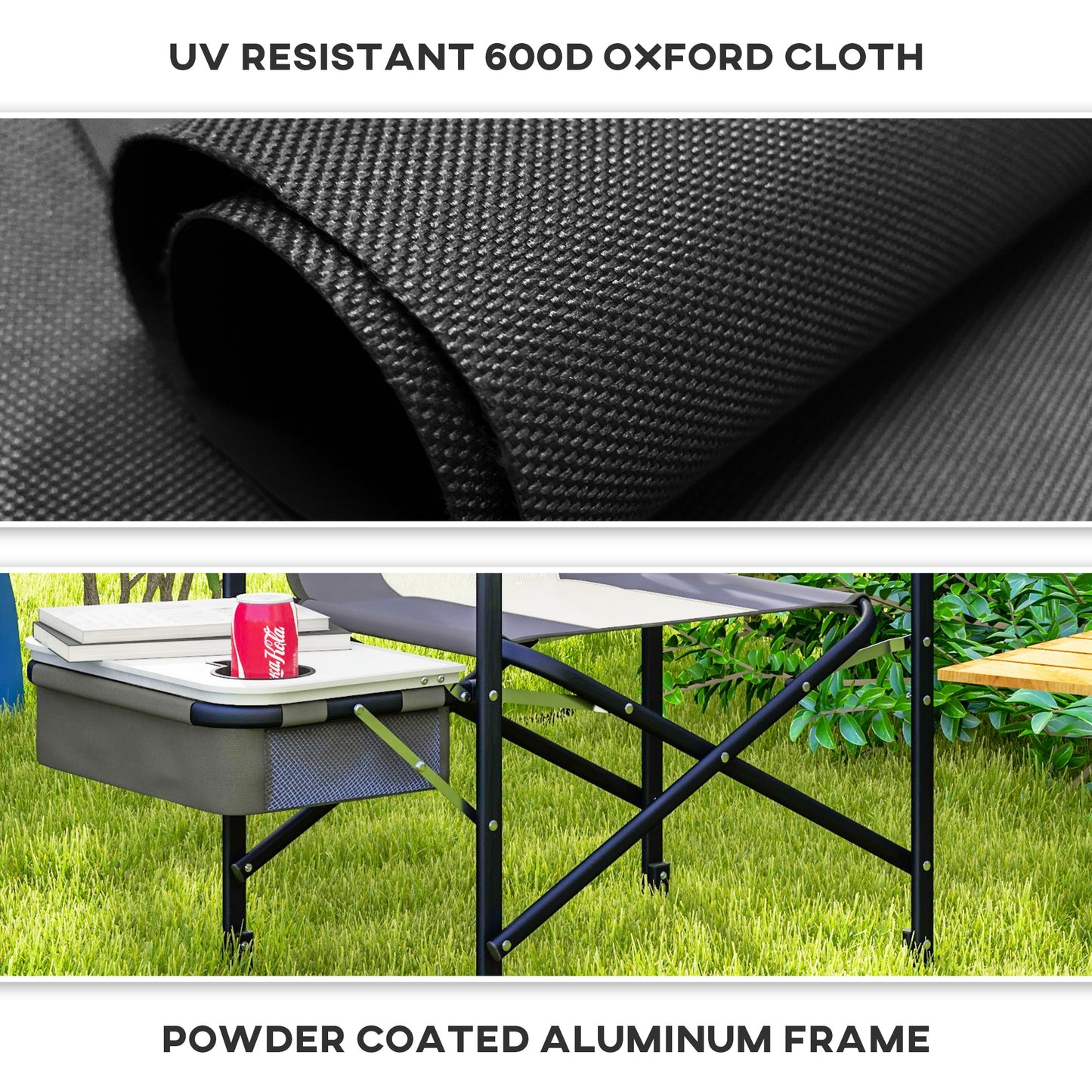 Outsunny Folding Aluminium Camping Chair, with Cooler Bag Table