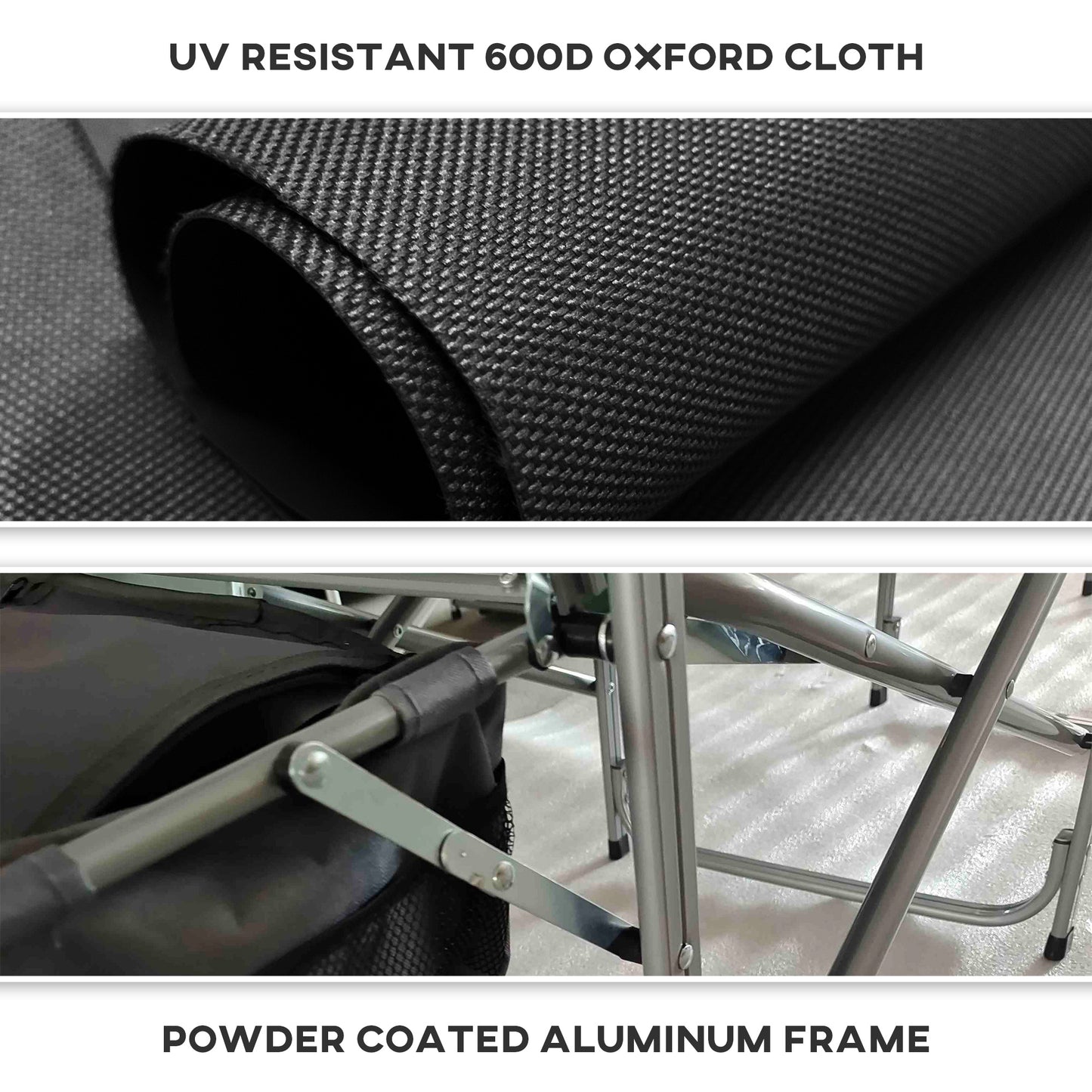Outsunny Folding Aluminium Camping Chair, with Cooler Bag Table