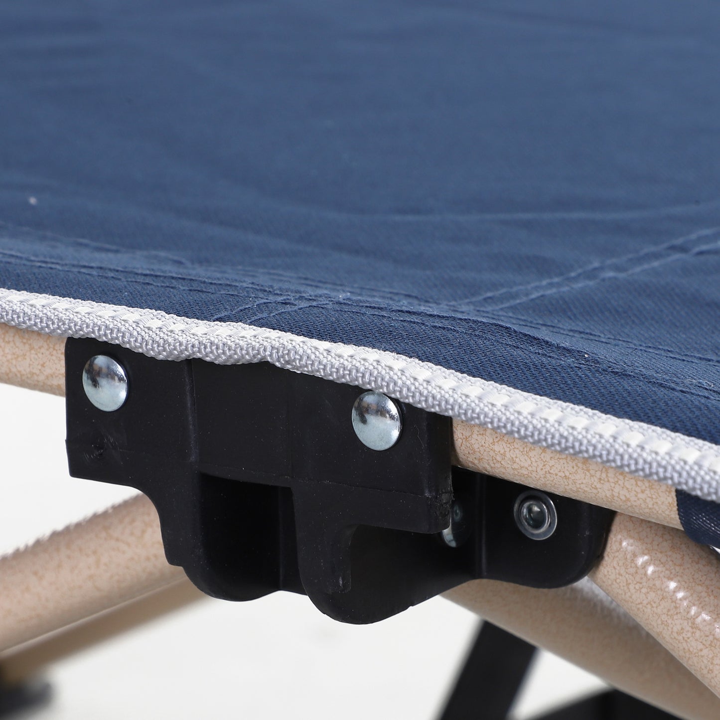 Outsunny Single Person Camping Bed Folding Cot Outdoor Patio Portable Military Sleeping Bed Travel Guest Leisure Fishing with Side Pocket and Carry Bag