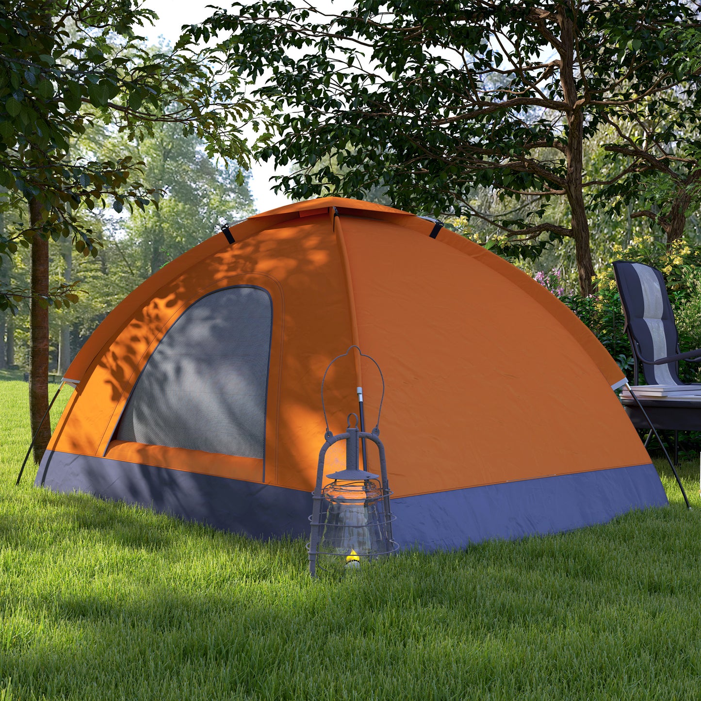 Outsunny 2 Person Camping Tent, Dome Tent with Zipped Doors, Storage Pocket, Portable Handy Bag