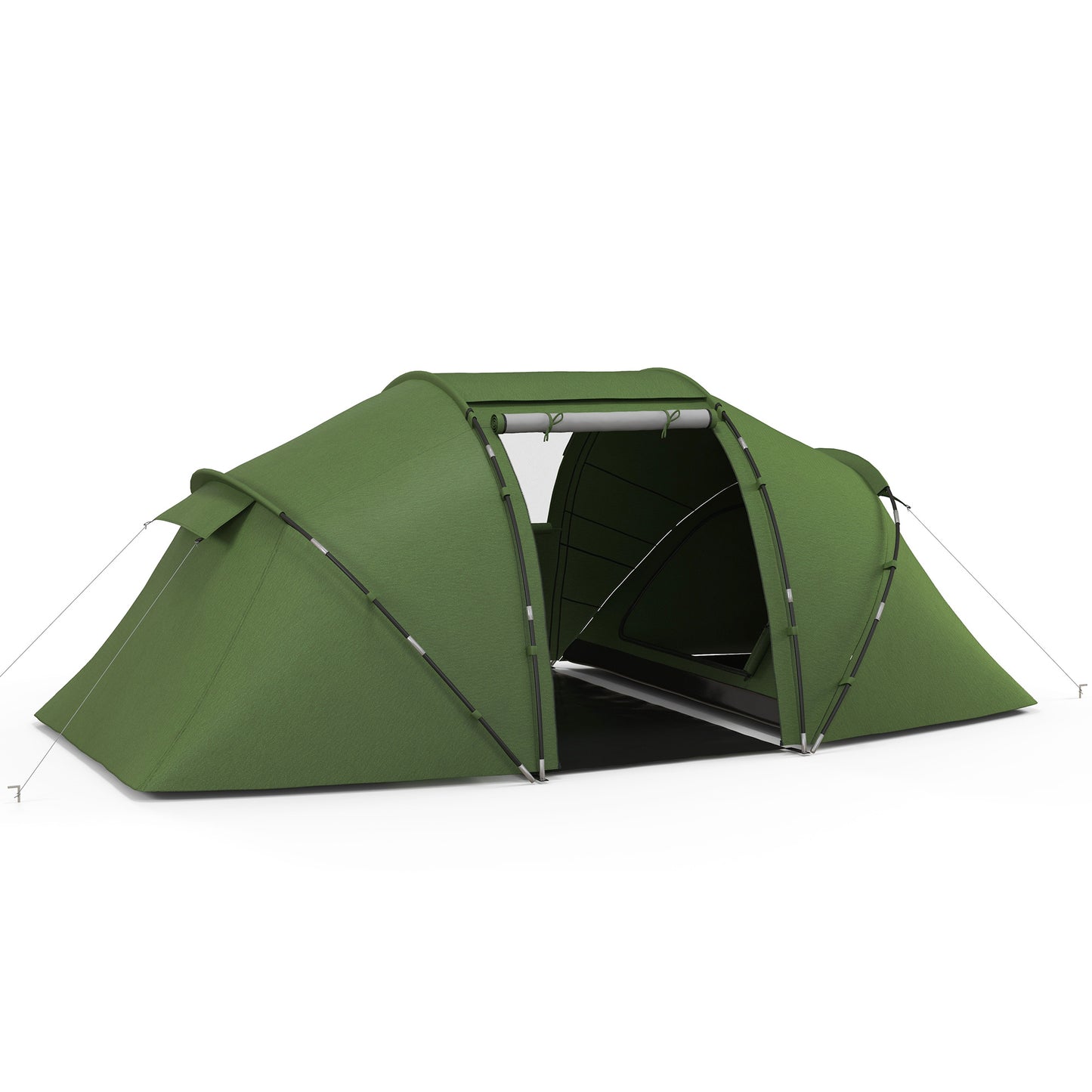 Outsunny 4-6 Man Camping Tent with Living Area and 2 Bedrooms, Hiking Sun Shelter, UV Protection Tunnel Tent