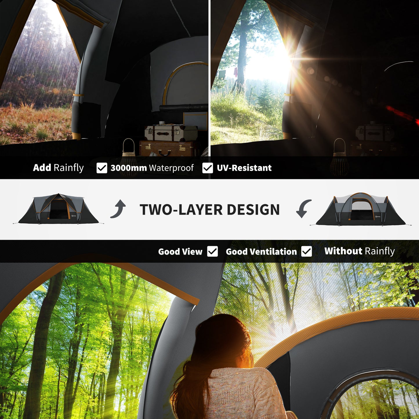 Outsunny 5-6 Man Dome Camping Tent