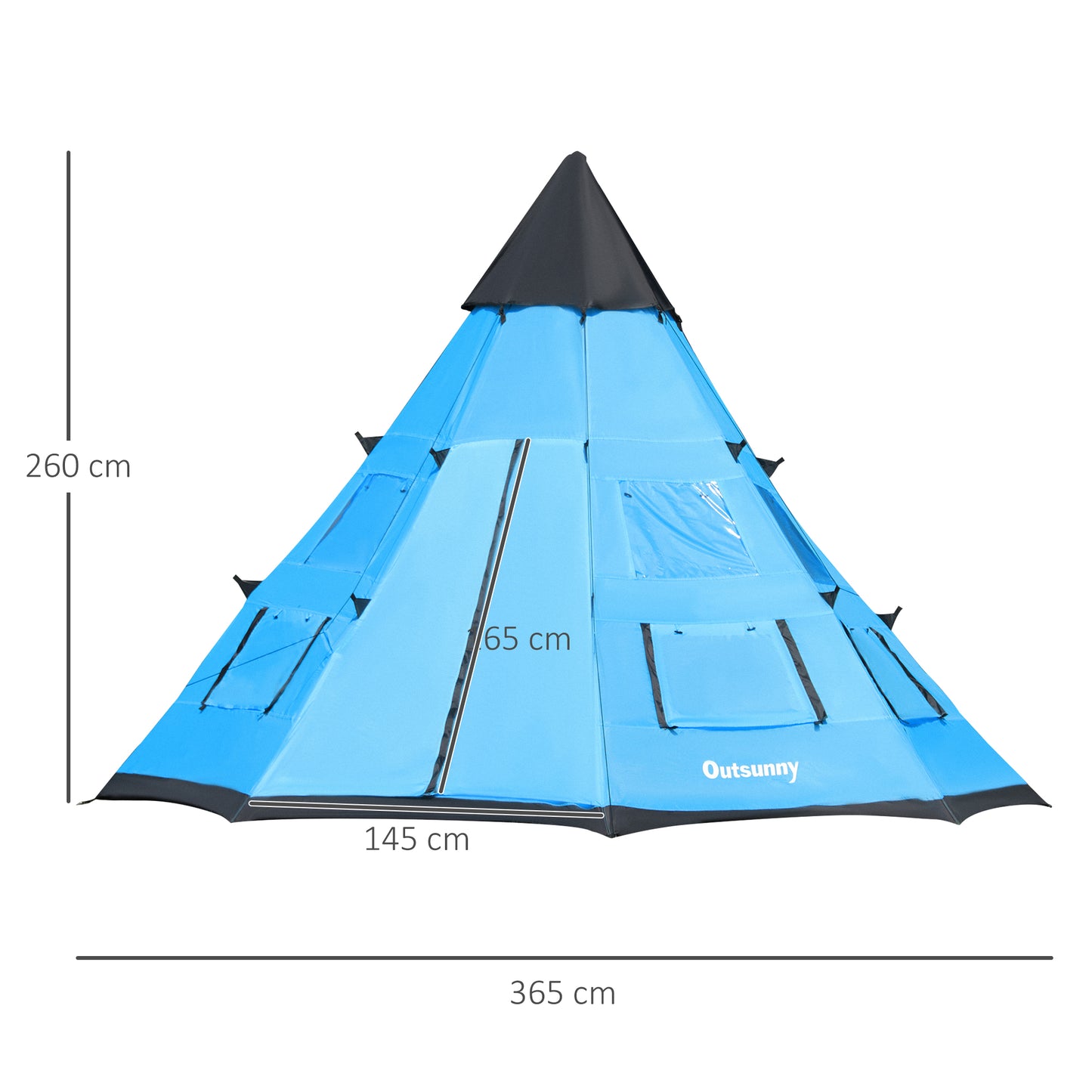 Outsunny 6 Men Tipi Tent with Carry Bag