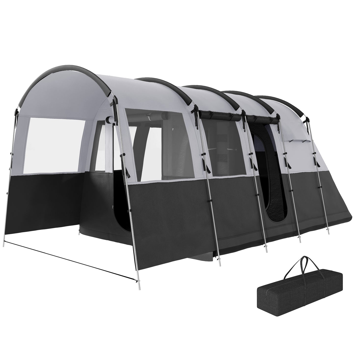 Outsunny 8-Person Camping Tent, Waterproof Family Tent, Tunnel Design, 4 Large Windows, Sleeping Cabins 3000mm Water Column
