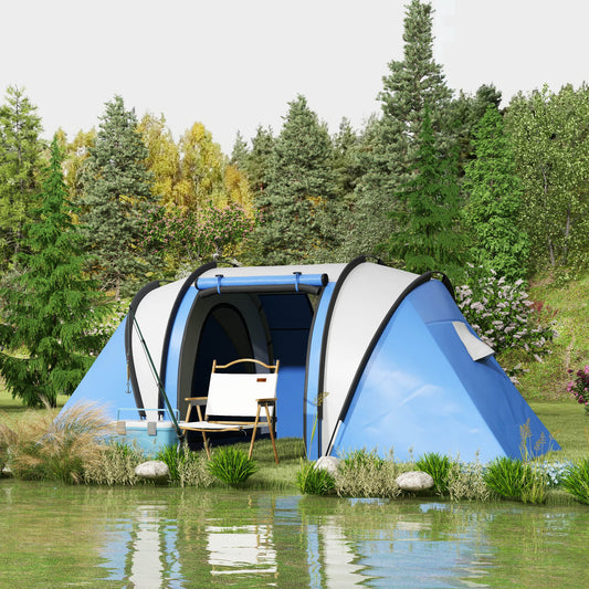 Outsunny Camping Tent with 2 Bedrooms and Living Area, 3000mm Waterproof Family Tent, for Fishing Hiking Festival