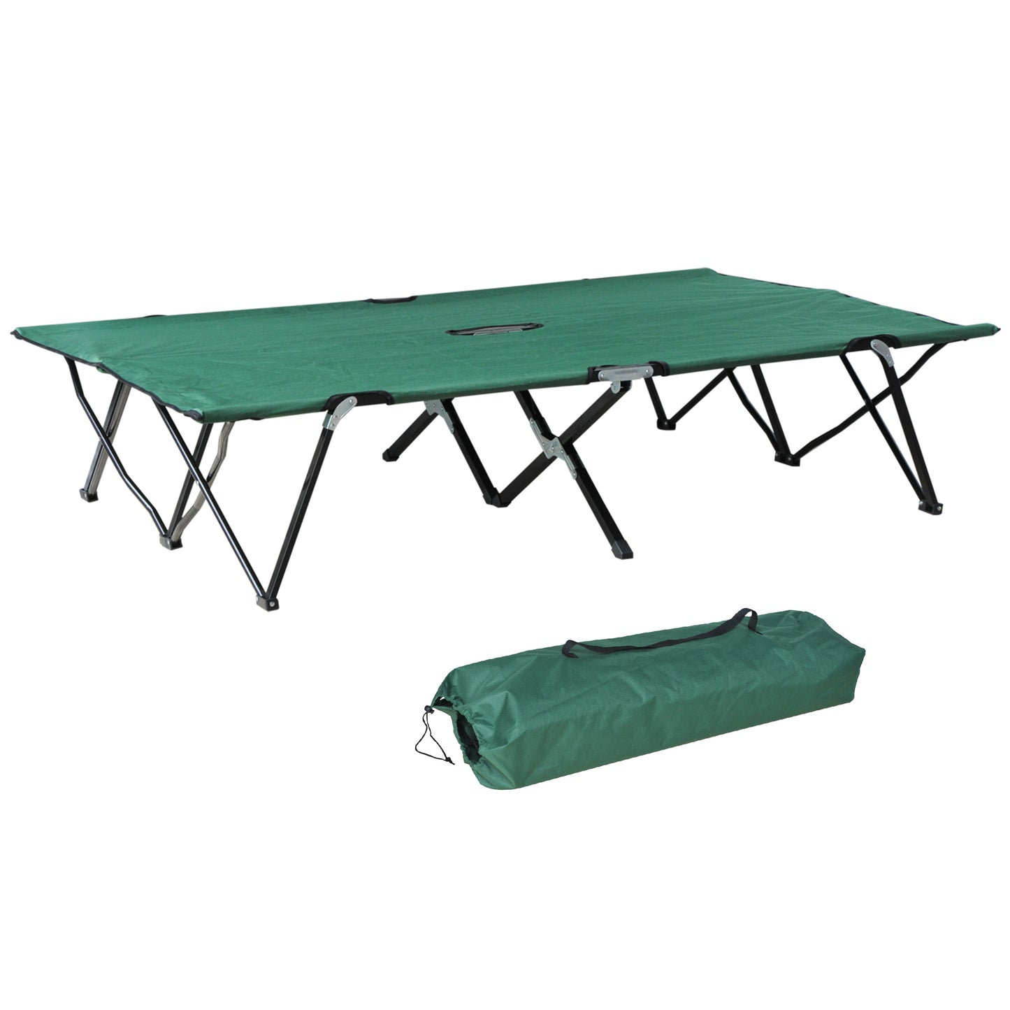 Outsunny Double Camping Cot Bed, with Bag