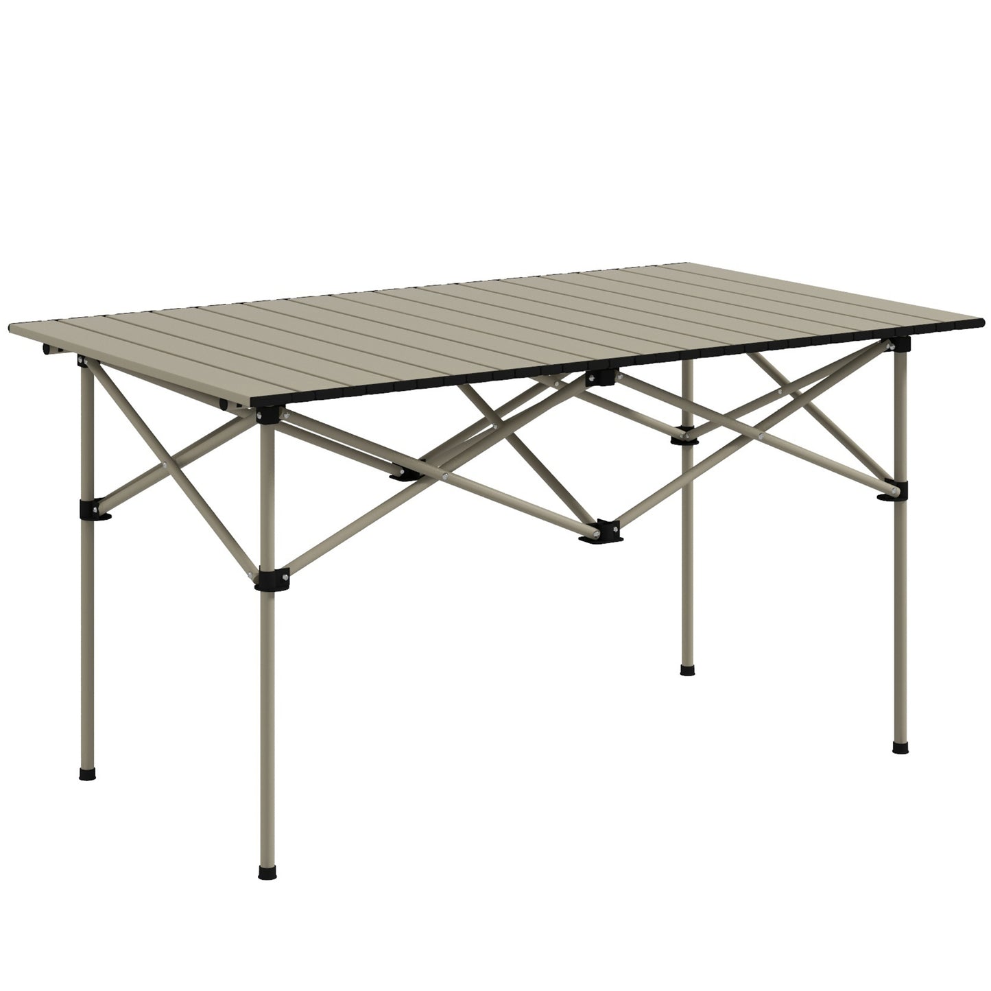 Outsunny Two-Seater Portable Aluminium Table, with Roll-Up Tabletop and Bag