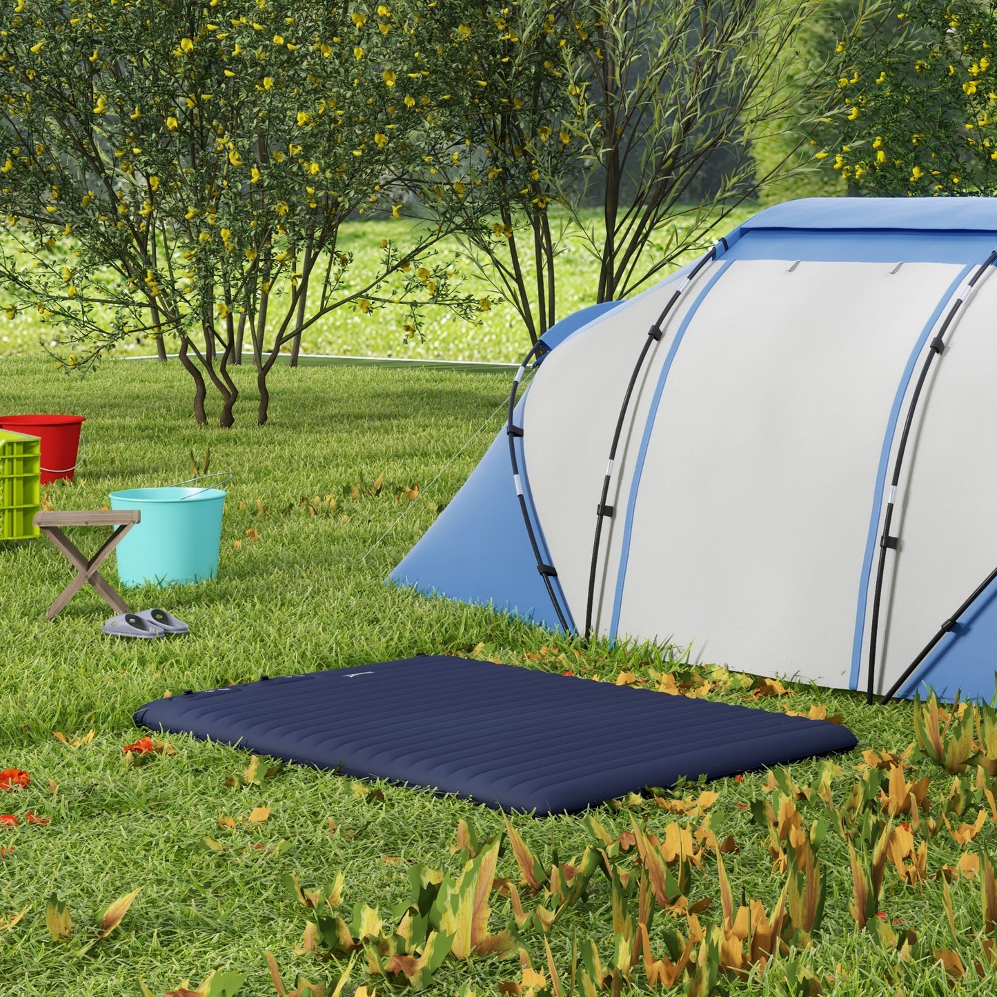 Outsunny Double Inflatable Mattress, with Built-In Pump