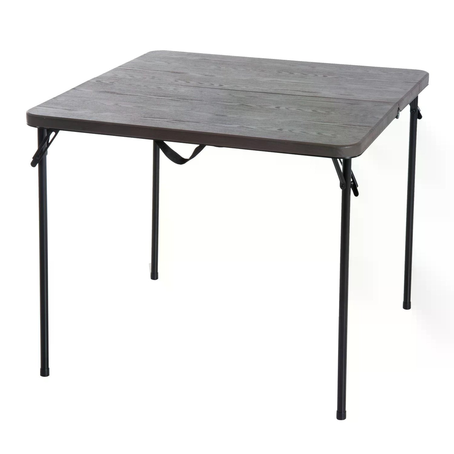 Outsunny 2.8FT Metal Portable Picnic Table Outdoor Furniture, 86Lx86Wx71.5H cm-Black/Brown