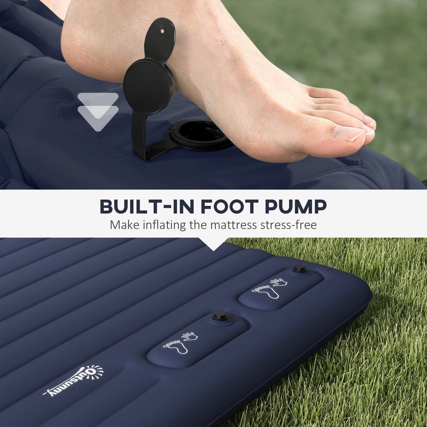 Outsunny Double Inflatable Mattress, with Built-In Pump