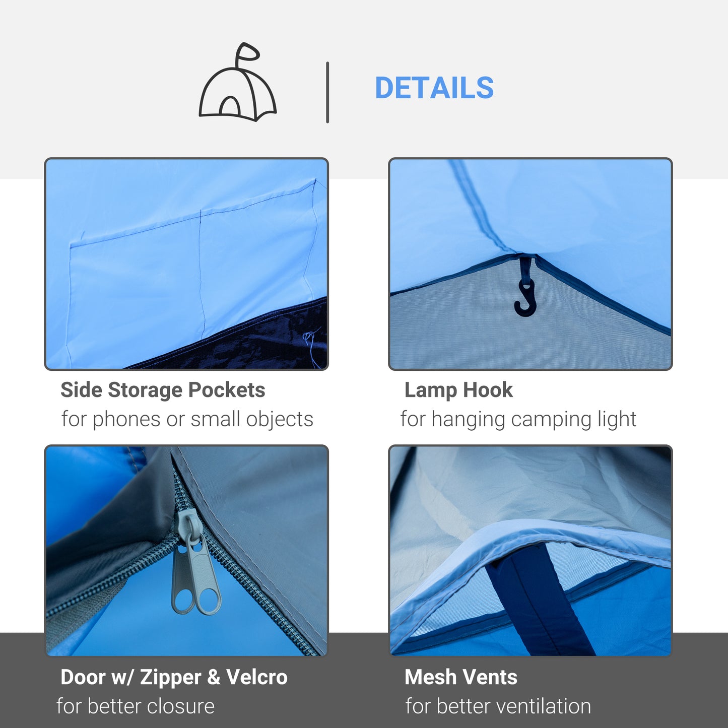Outsunny 2 Room Tent with Vestibule, Weather-Resistant Camping Tent with Air Vents for Fishing Hiking