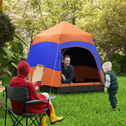 Outsunny Six Man Hexagon Camping Tent with Hang Hook and Carry Bag