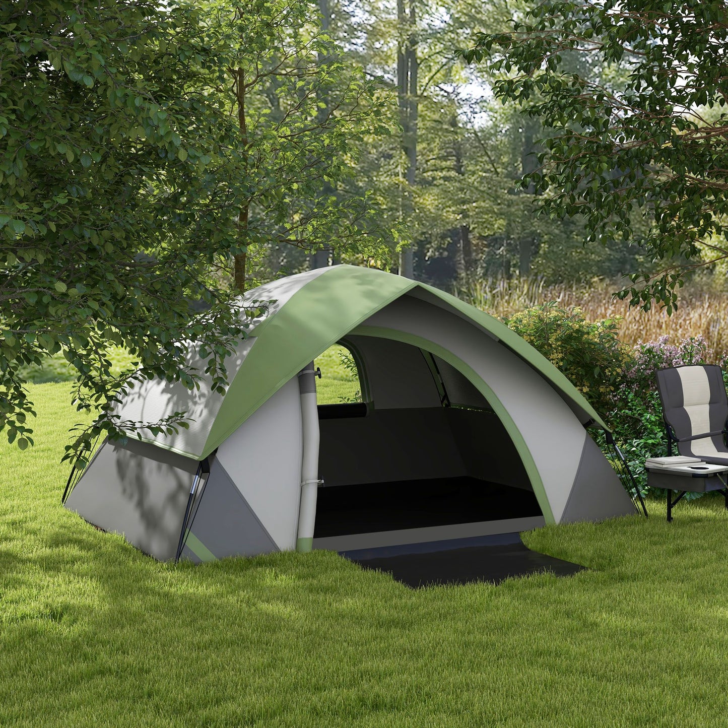 Outsunny Two Man Single Room Dome Tent, with Accessories
