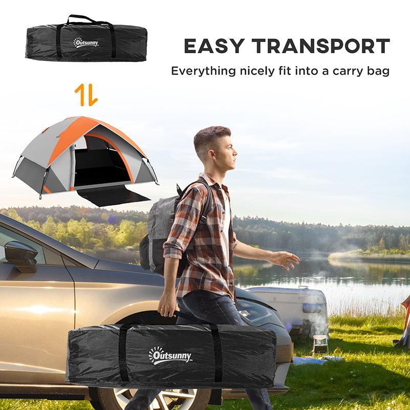 Outsunny Two Man Single Room Dome Tent, with Accessories