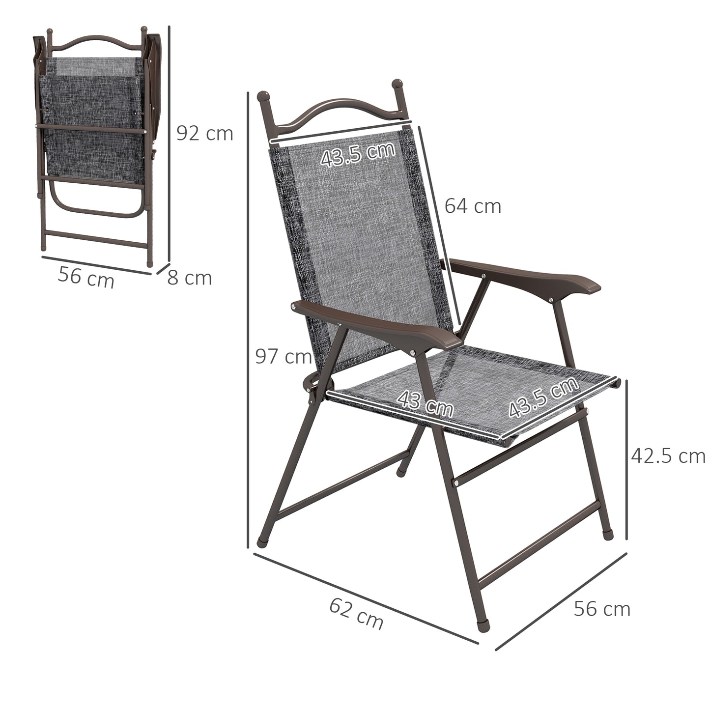 Outsunny Set of Two Folding Garden Chairs, with Fabric Mesh Seats