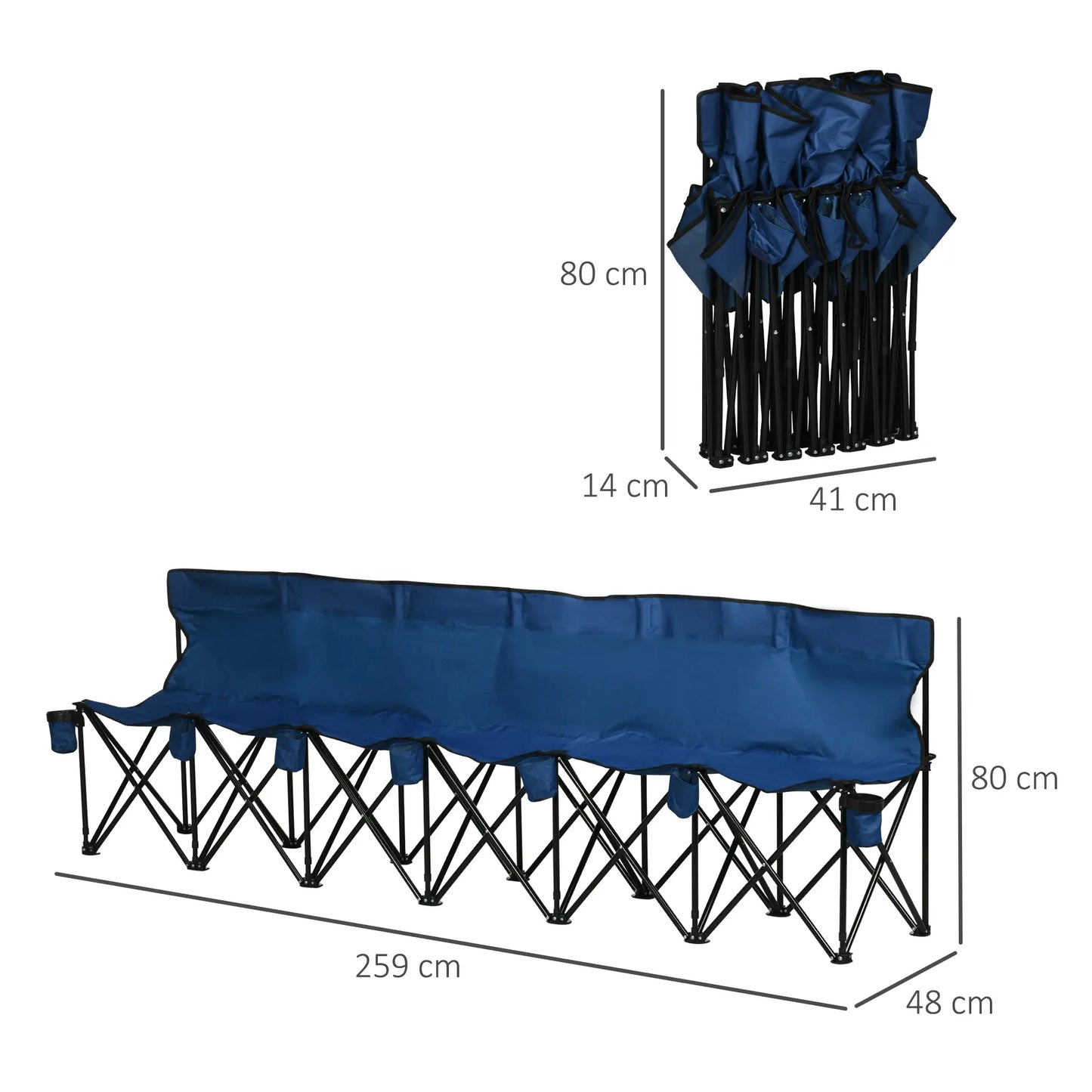 Outsunny 6 Seater Folding Camping Chair with Cup Holder & Carry Bag
