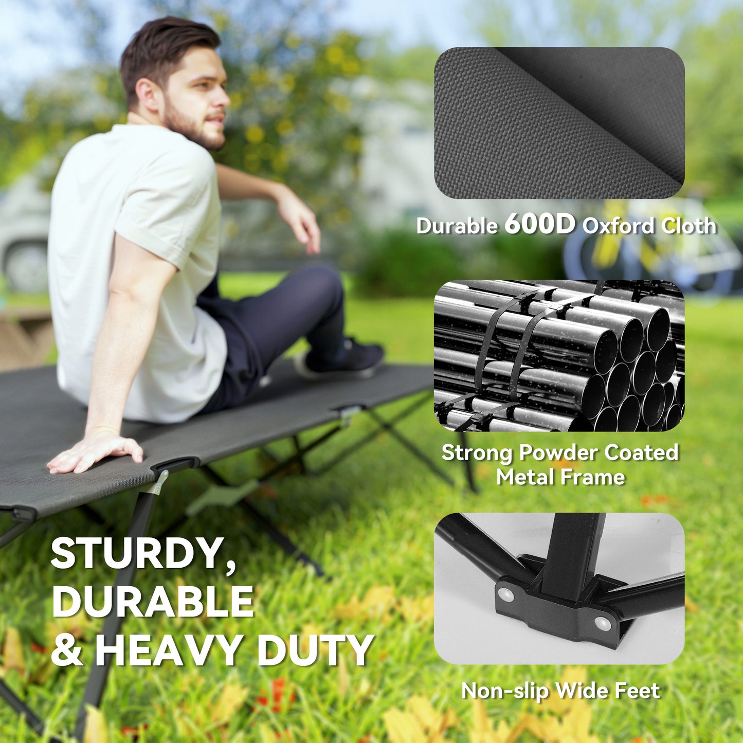 Outsunny Double Camping Cot Bed, with Bag