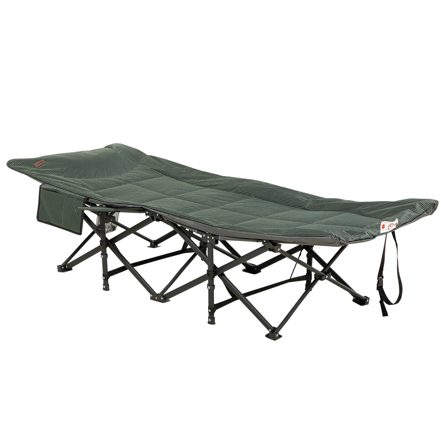 Outsunny Foldable Sun Lounger, Padded Patio Camping Bed with Carry Bag, Magazine Bag and Cup Holder for Outdoor, Garden