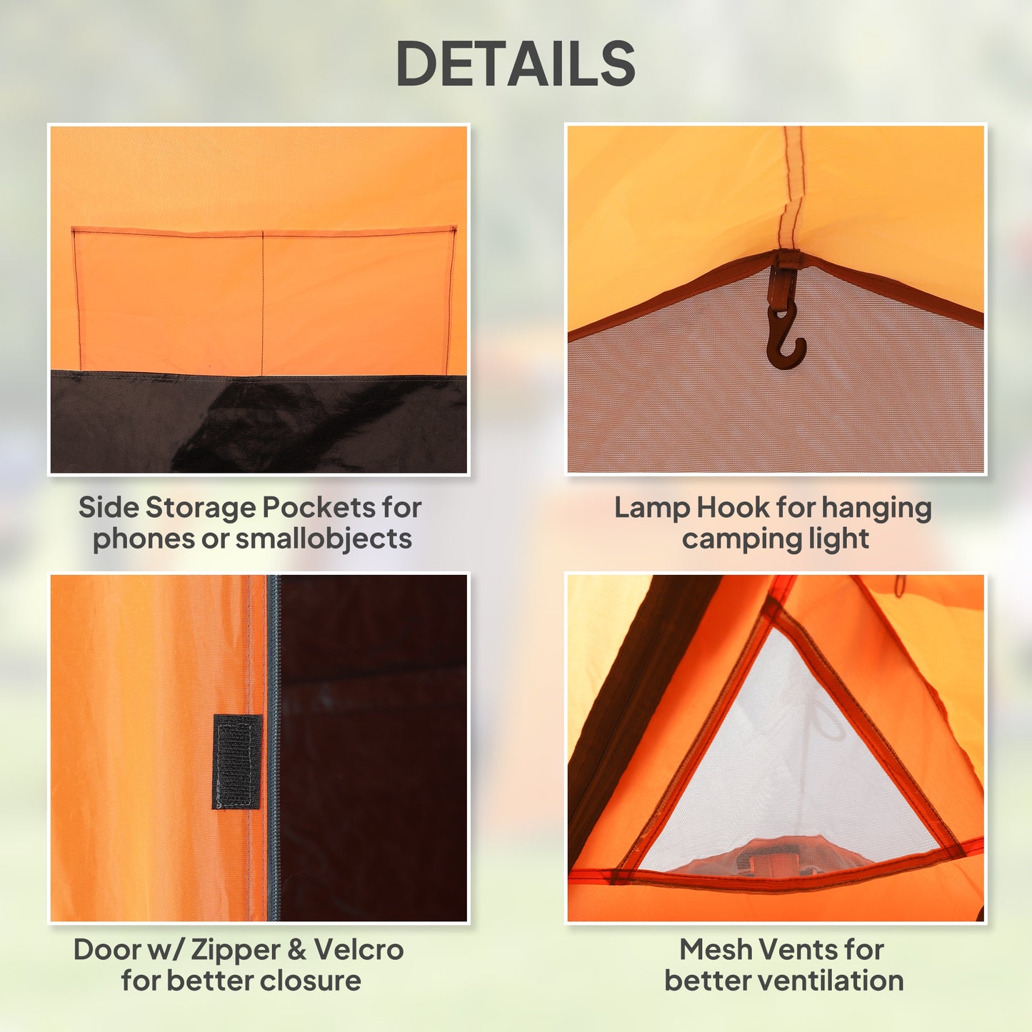 Outsunny 2-3 Man Tunnel Tents w/ Vestibule Camping Tent Porch Air Vents Weather-Resistant Shelter