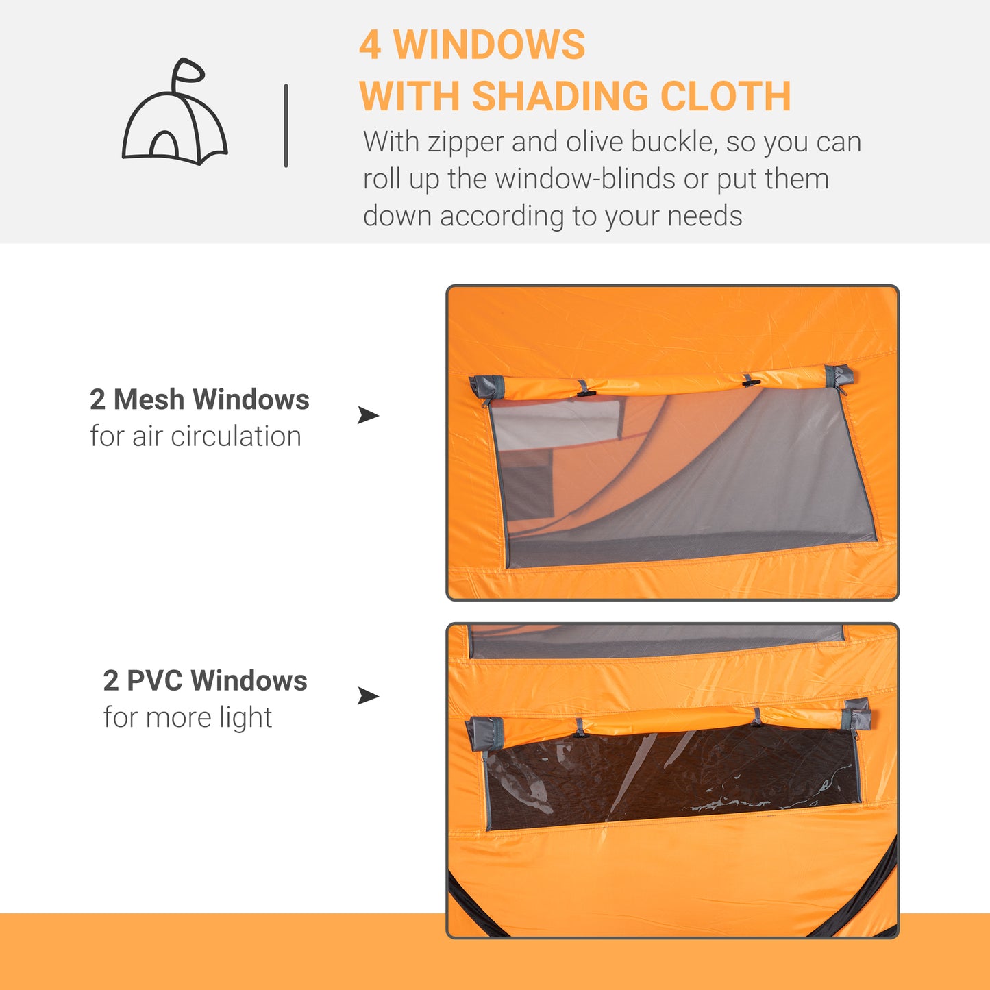 Outsunny 4-5 Person Pop-up Camping Tent Family Tent w/ 2 Mesh Windows & PVC Windows Portable Carry Bag for Outdoor Trip