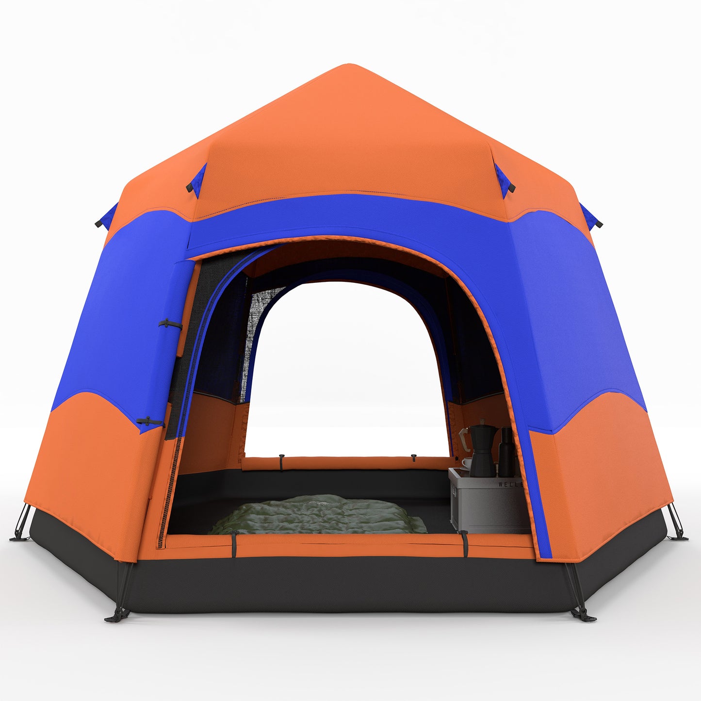 Outsunny Six Man Hexagon Camping Tent with Hang Hook and Carry Bag