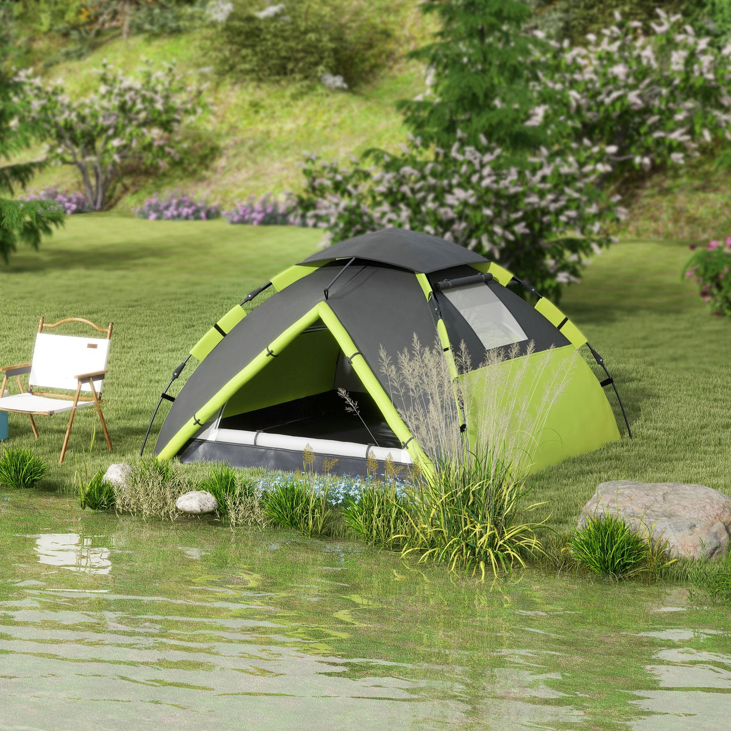 Outsunny Two-Man One Room Camping Tent, with Accessories