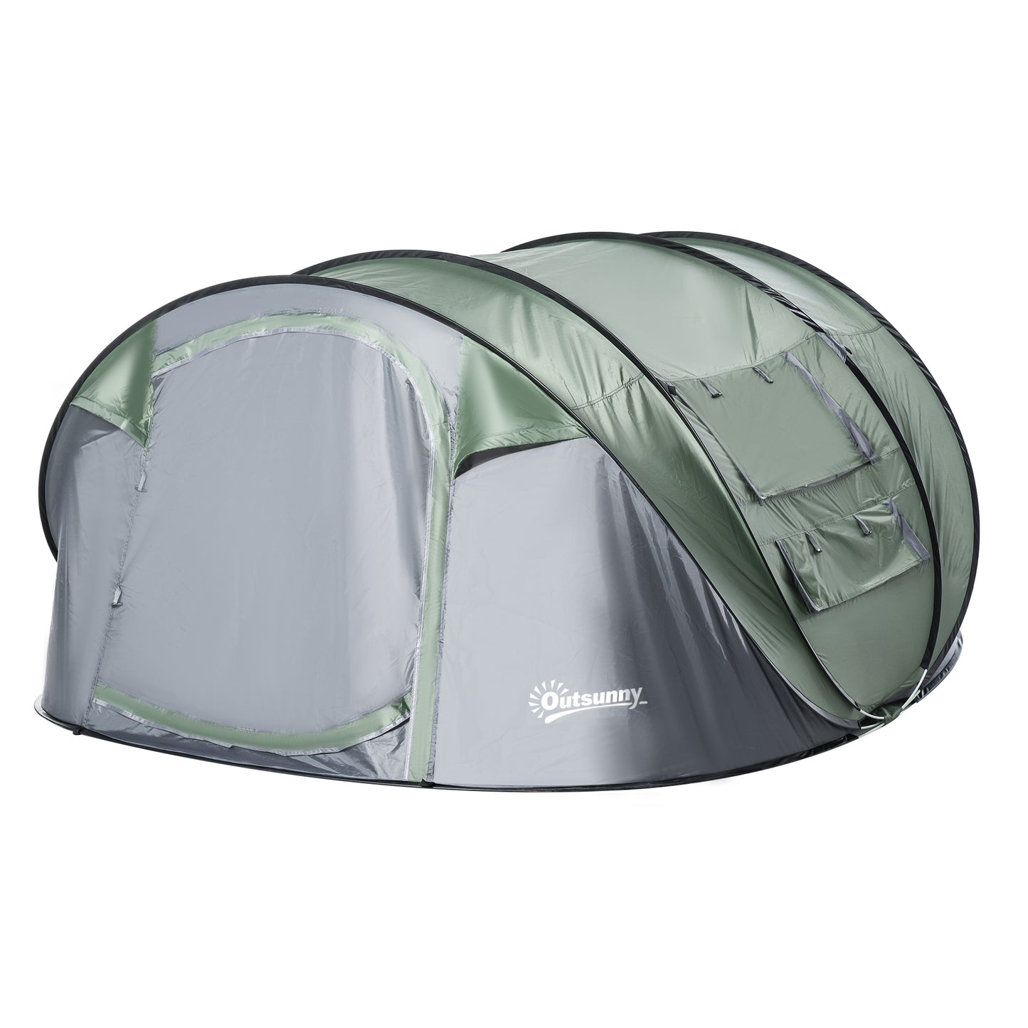 Outsunny 4-5 Person Pop-up Camping Tent Family Tent w/ 2 Mesh Windows & PVC Windows Portable Carry Bag for Outdoor Trip