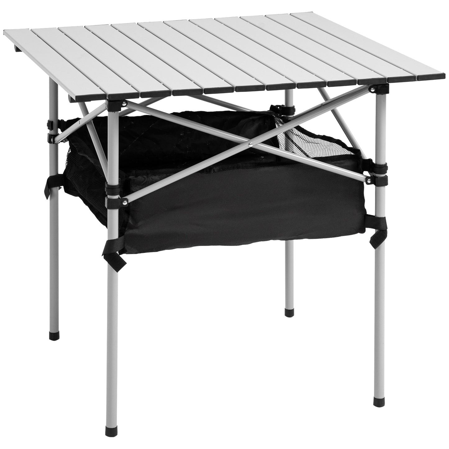 Outsunny Portable Camping Table w/ Mesh Bag & Steel Frame Hiking Furniture Desk