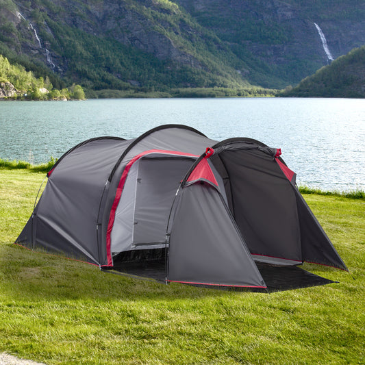 Outsunny 2-3 Person Tunnel Tent with Sewn-in Groundsheet, Air Vents, Rainfly, 2000mm Water Column, Camping Tent with 1 Bedroom, Inbuilt Porch, Living Area for Camping, Hiking