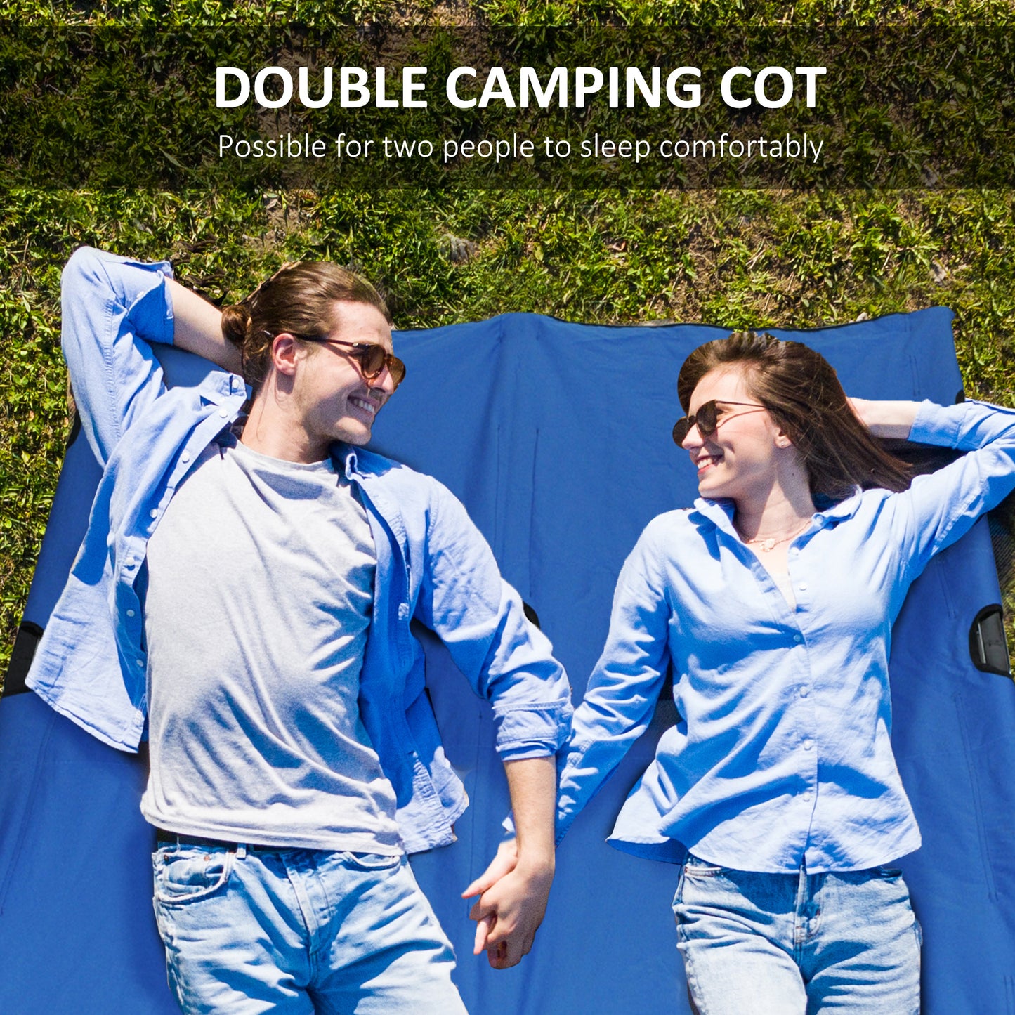 Outsunny Double Camping Cot Bed, with Bag