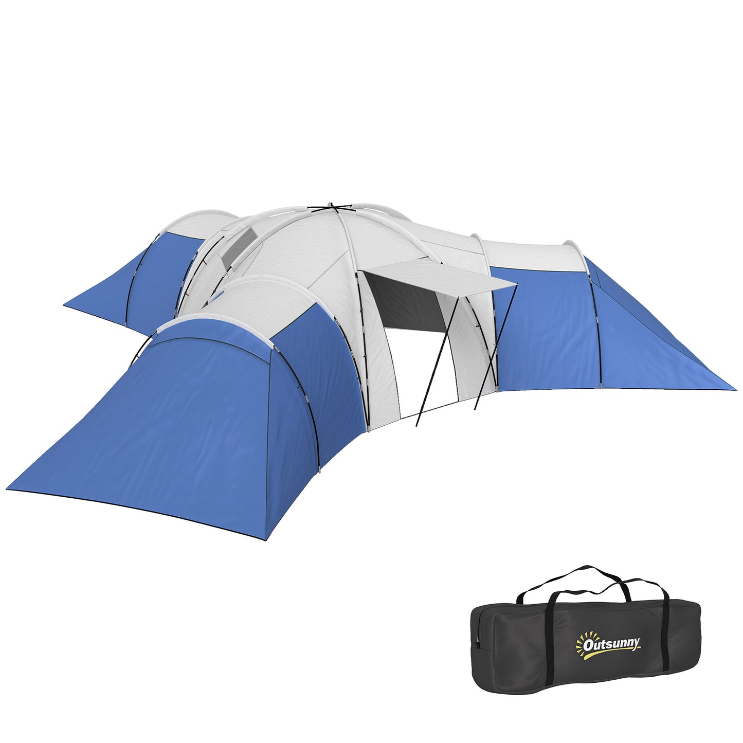 Outsunny 6-9 Man Tent with Bedrooms and Living Room, Accessories Included