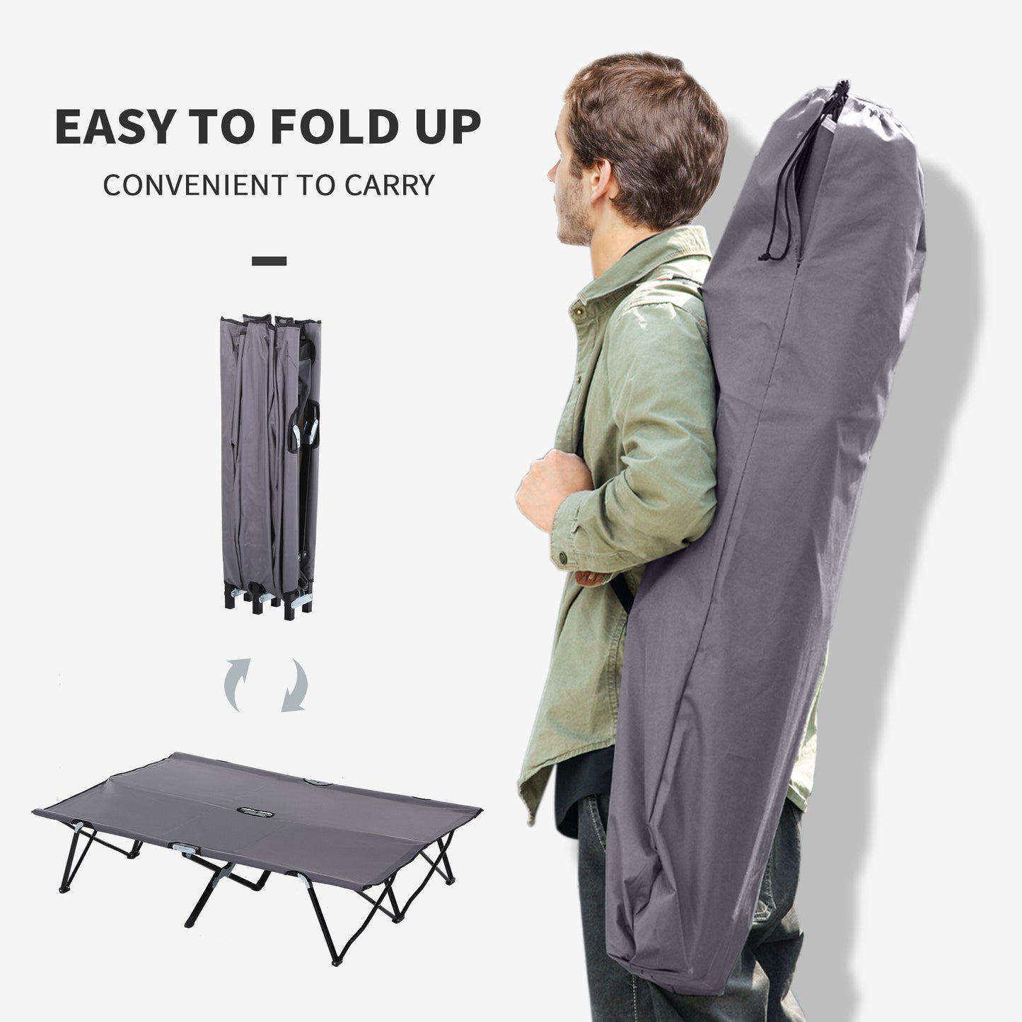 Outsunny Double Camping Cot Bed, with Bag