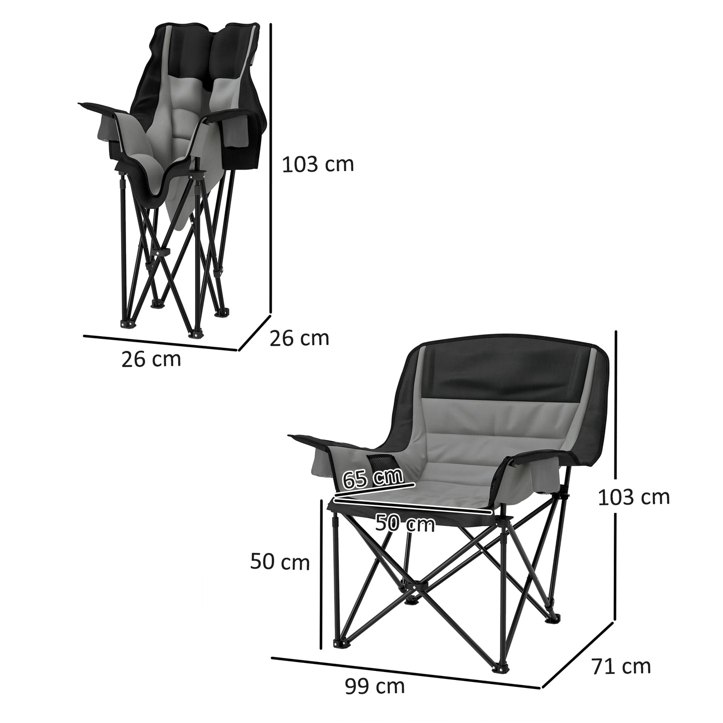 Outsunny Portable Padded Camping Chair, with Bag