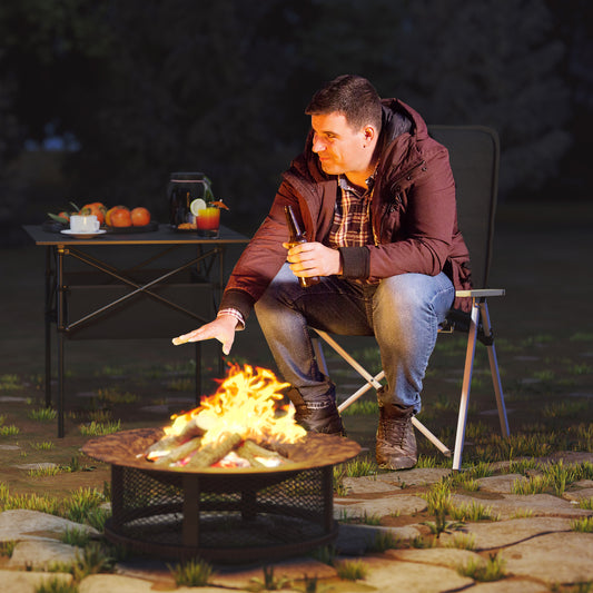 Outsunny Portable Camping Chair for Adults, High Back Folding Chair with Padded Seat and Carry Bag, Outdoor Recliner for Hiking, Fishing, Beach and Picnic