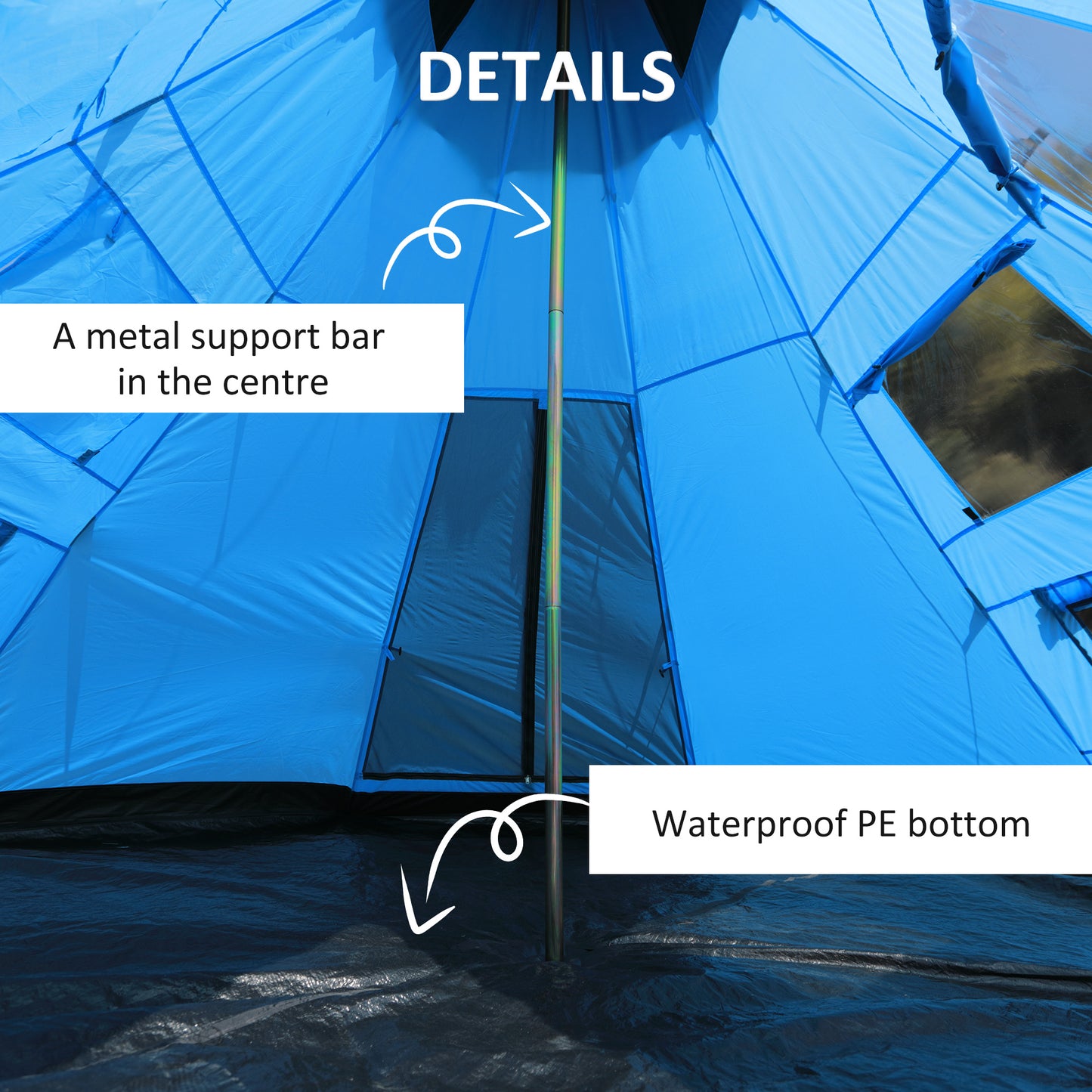 Outsunny 6 Men Tipi Tent with Carry Bag
