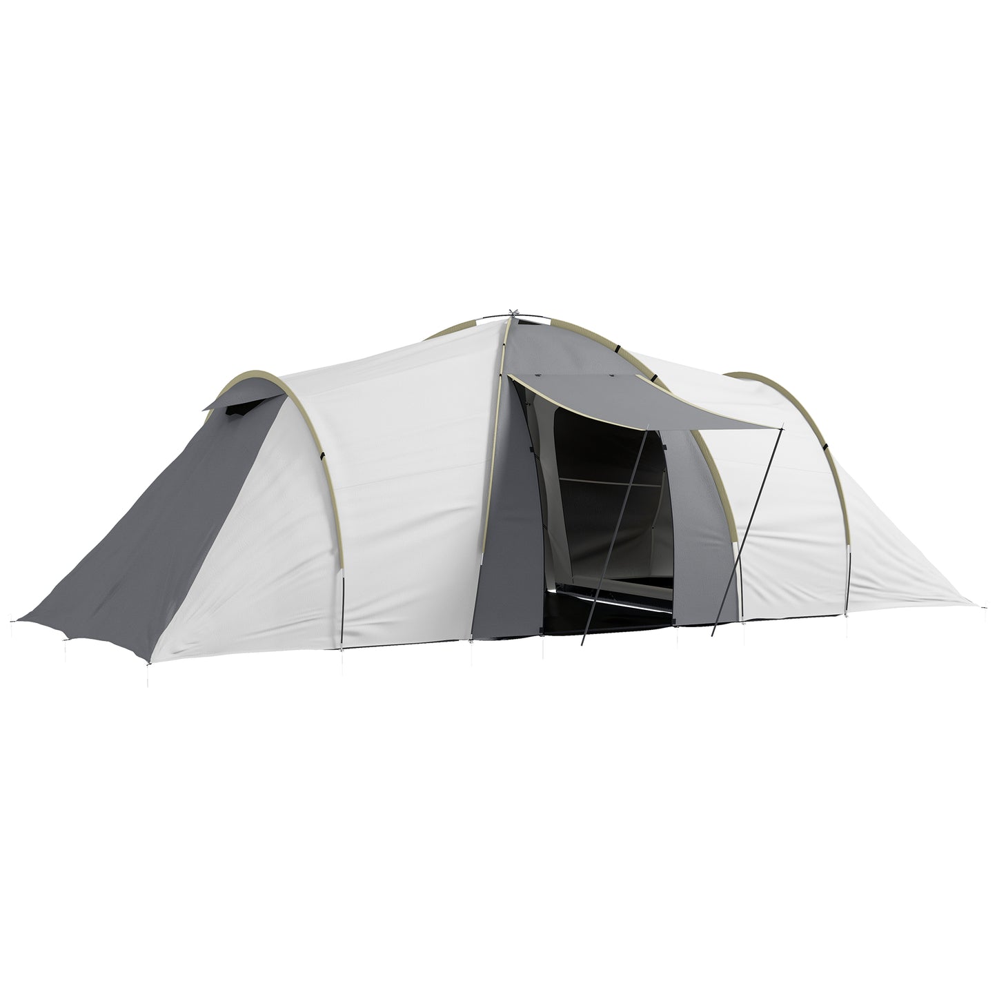 Outsunny Four-Man Tunnel Tent, with Two Bedrooms and Living Room