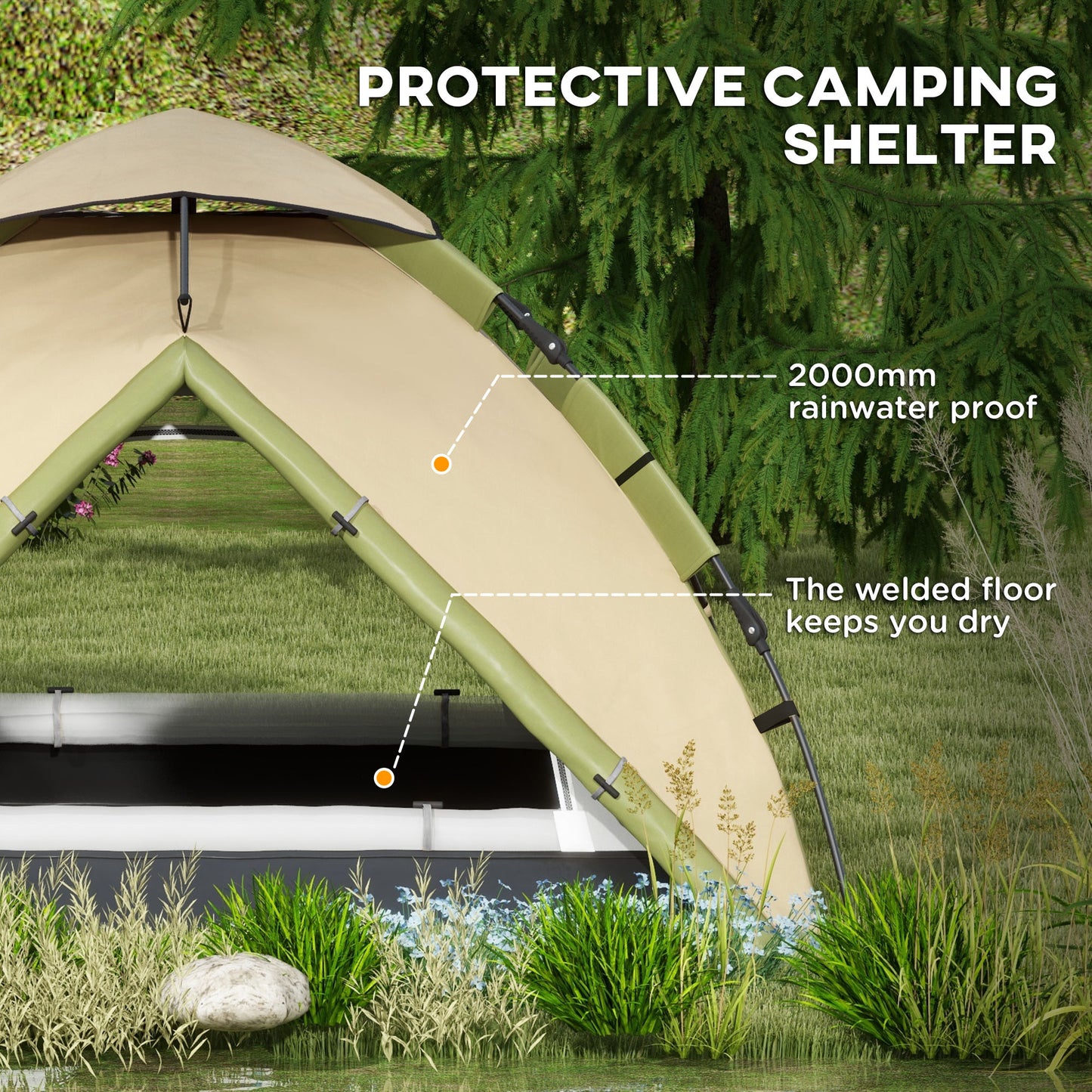 Outsunny Two-Man One Room Camping Tent, with Accessories