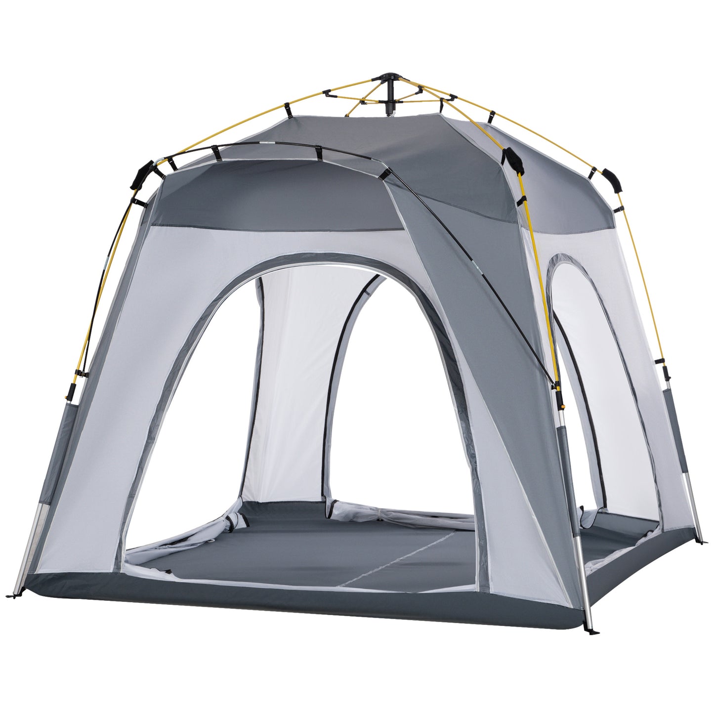 Outsunny 4 Person Automatic Camping Tent, Outdoor Pop Up Tent, Portable Backpacking Dome Shelter