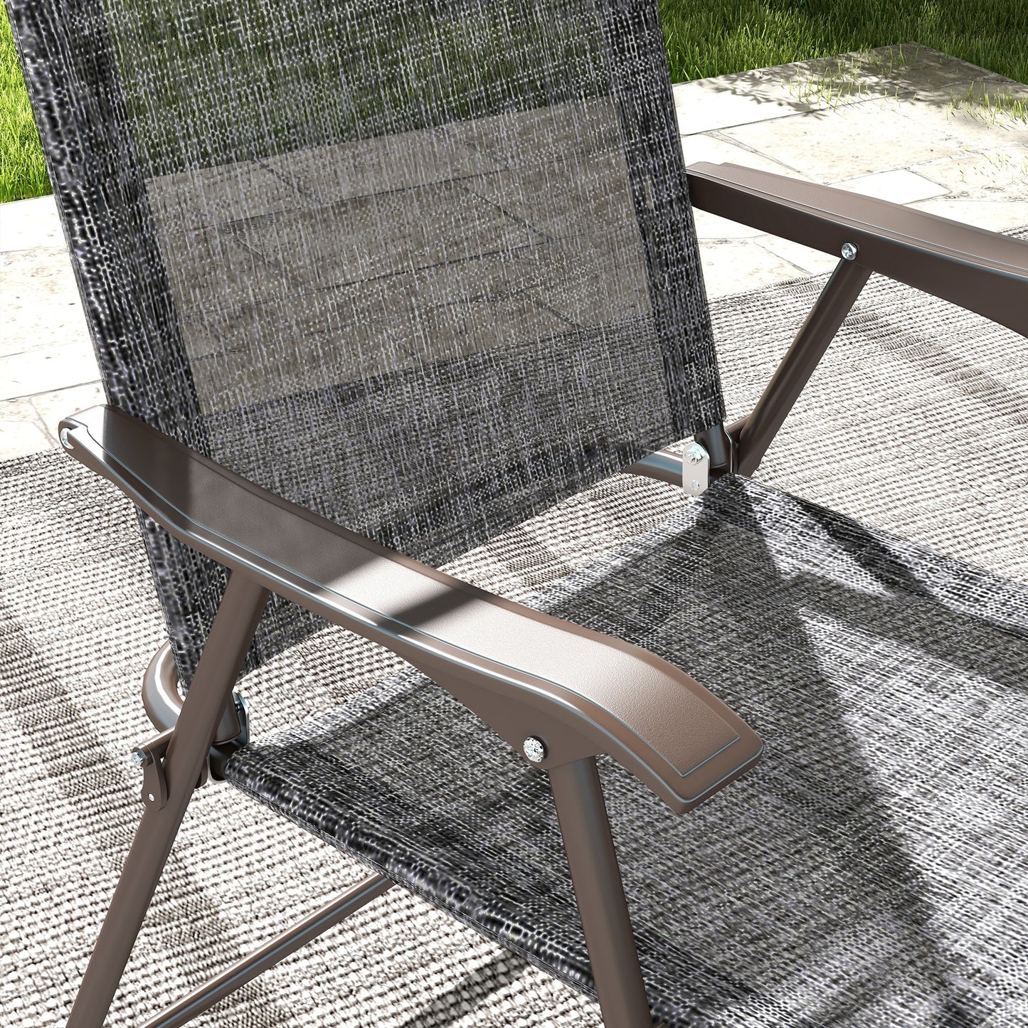 Outsunny Set of Two Folding Garden Chairs, with Fabric Mesh Seats