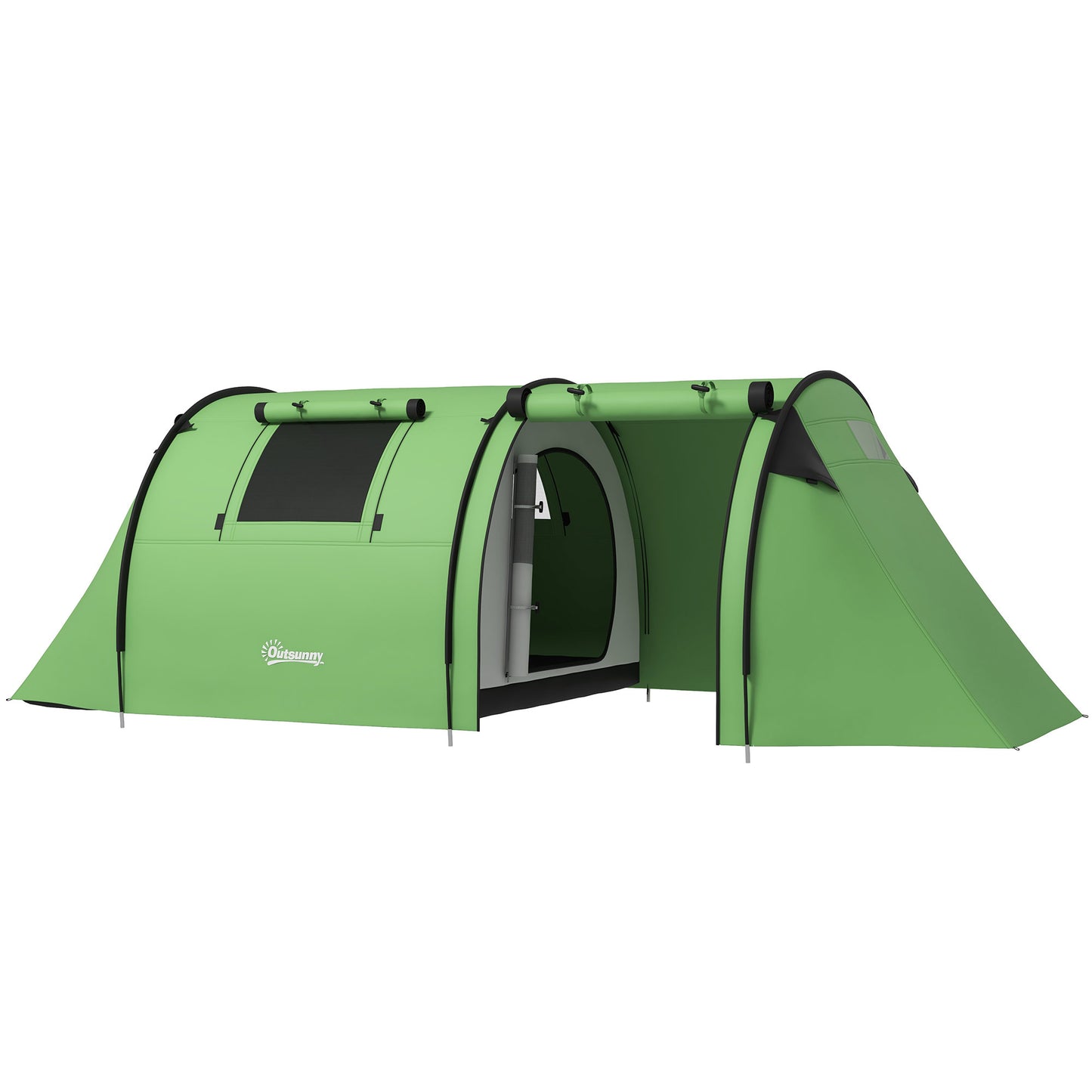 Outsunny Four Man Duo Room Tunnel Tent, with Accessories