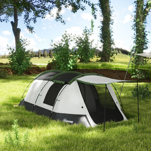Outsunny Three-Man Camping Tent, with Two Rooms and Porch