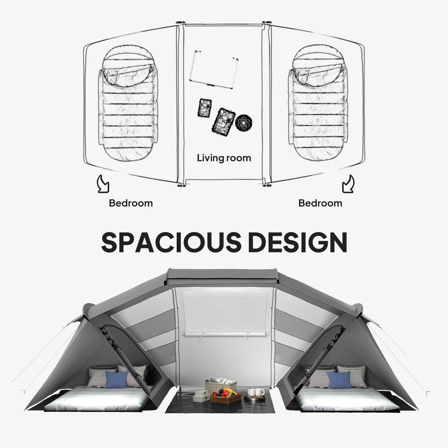 Outsunny 4-6 Man UV Protection Camping Tent