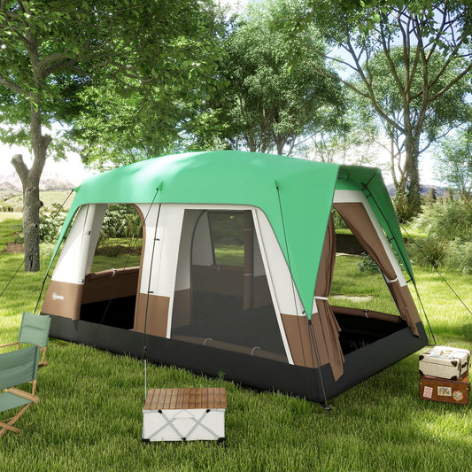Outsunny Six-Man Camping Tent, with Small Rainfly and Accessories