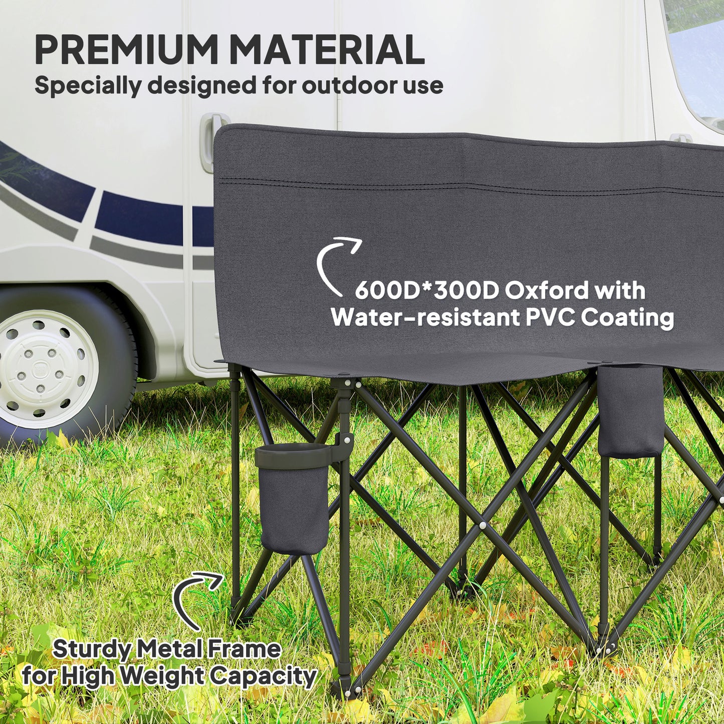 Outsunny 6 Seater Folding Camping Chair with Cup Holder & Carry Bag