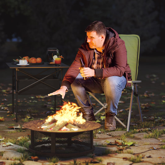 Outsunny Portable Camping Chair for Adults, High Back Folding Chair with Padded Seat and Carry Bag, Outdoor Recliner for Hiking, Fishing, Beach and Picnic