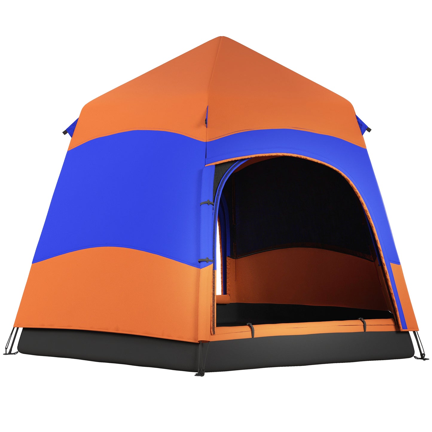 Outsunny Six Man Hexagon Camping Tent with Hang Hook and Carry Bag