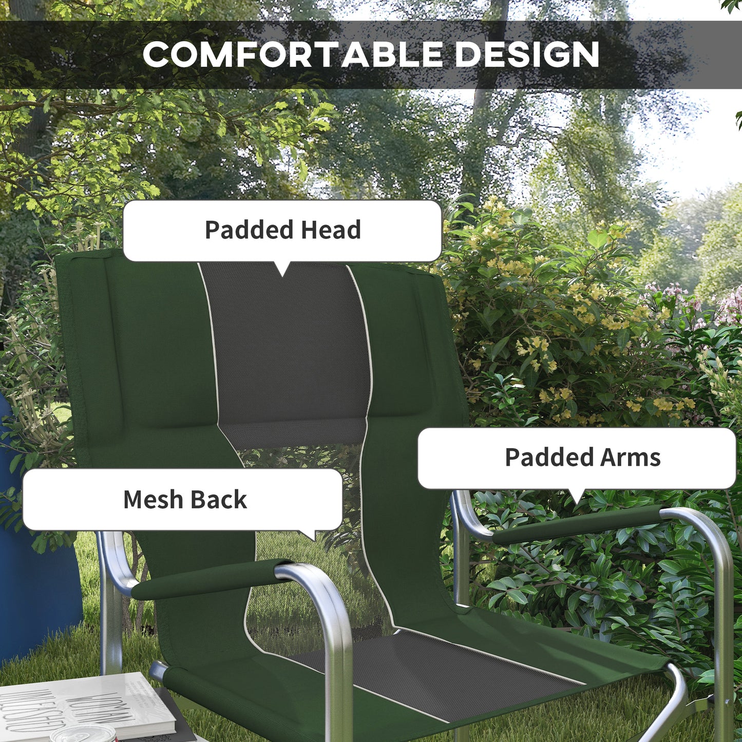 Outsunny Folding Aluminium Camping Chair, with Cooler Bag Table