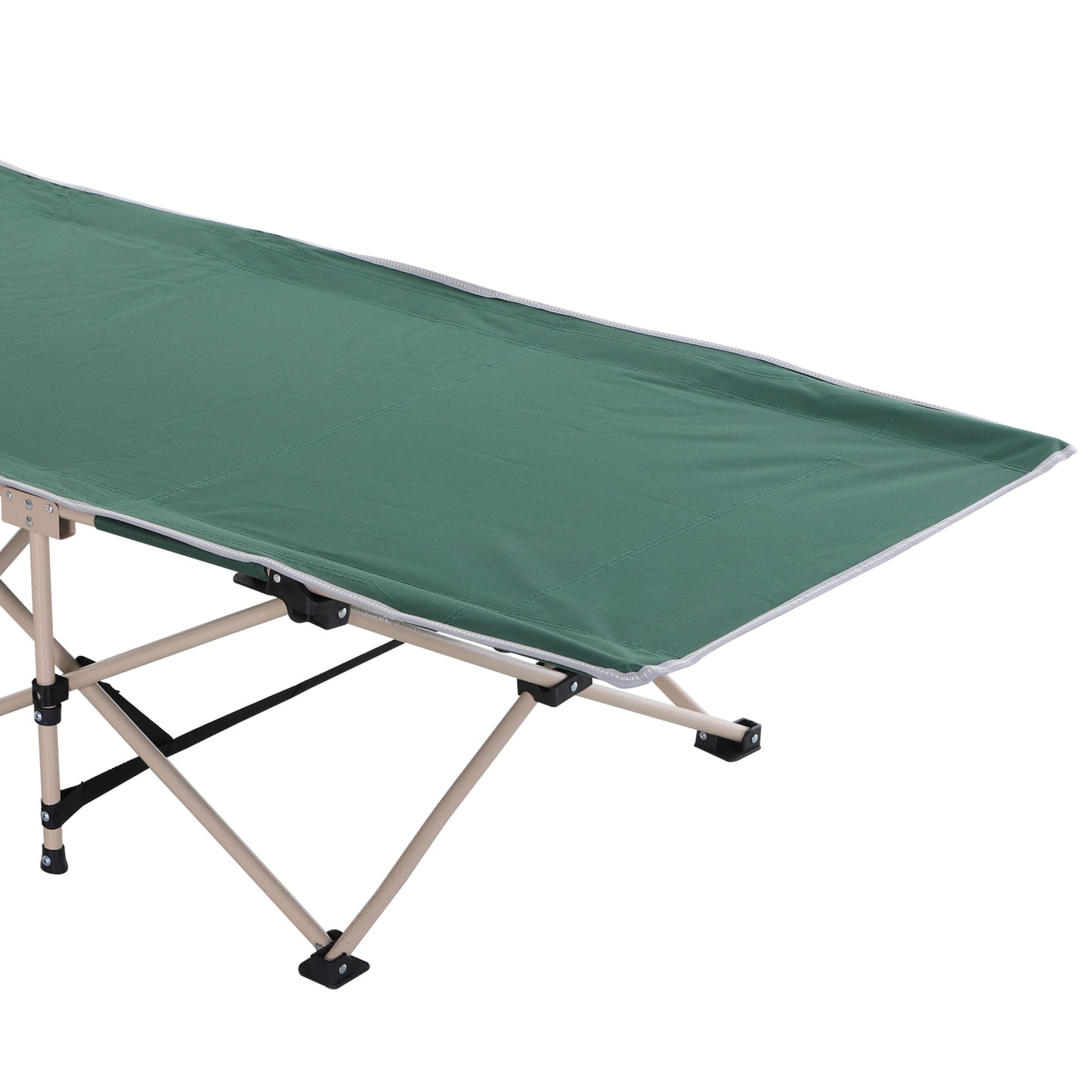 Outsunny Single Person Camping Bed Folding Cot Outdoor Patio Portable Military Sleeping Bed Travel Guest Leisure Fishing with Side Pocket and Carry Bag